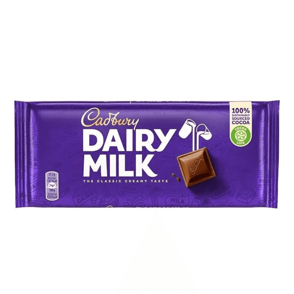 CADBURY DAIRY MILK 110GM ຊ໊ອກໂກແລັດ ແຄັດບູຣີ່ ໄດລີ່ ມິ້ວ 110ກຣາມ