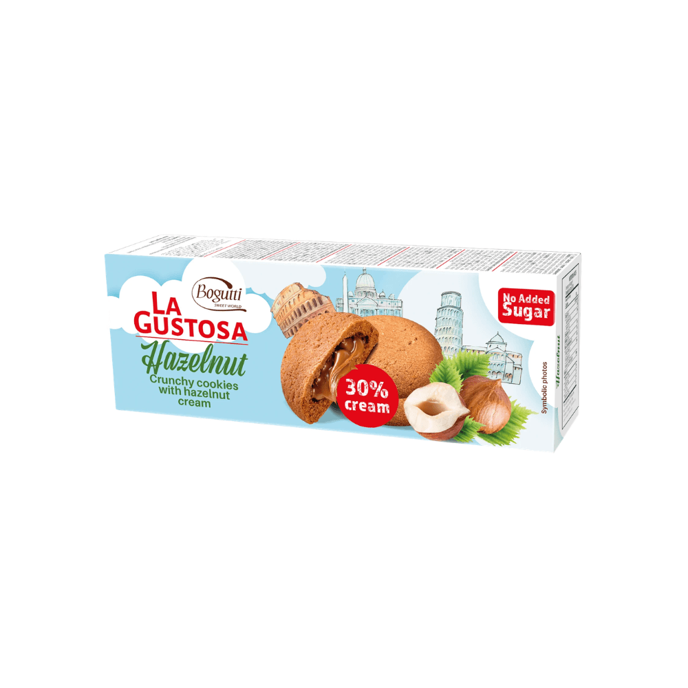 La Gustosa Crunchy Cookies with Hazelnut Cream Sugar-Free 150g