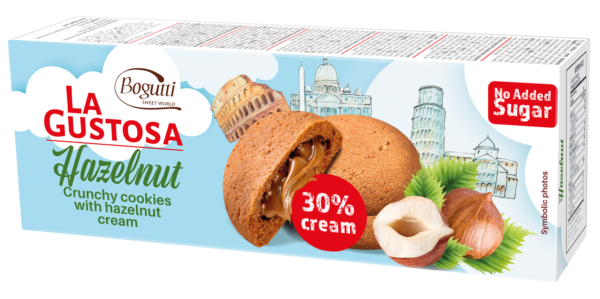 La Gustosa Crunchy Cookies with Hazelnut Cream Sugar-Free 150g